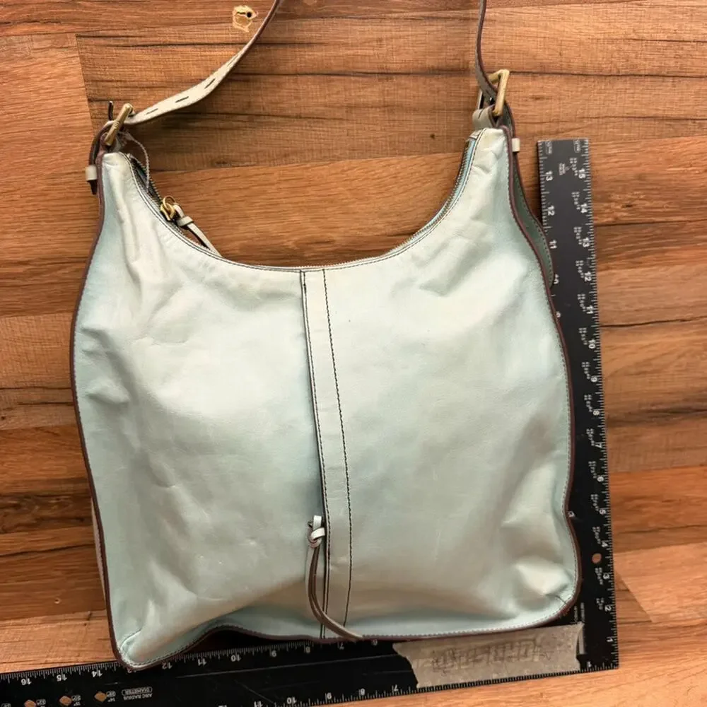 Hobo Fortune Shoulder Bag Blossom Leather Light Blue purse